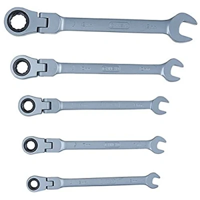 Image of Connex COXB541900 Articulated Ratchet Wrench, Silver, Set of 5 Piece