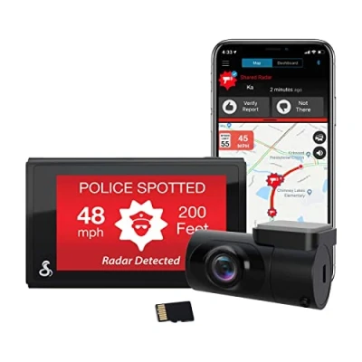 Image of Cobra SC200D Dash Cam + Rear QHD+ 1600P Resolution, Voice Commands, Real Time Driver Alerts, Heads Up Navigation, Emergency Mayday, Drive Smarter App, 3&quot; Display, Wi Fi &amp; GPS, 16GB SD Card Incl