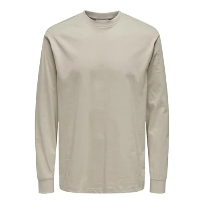 Image of ONLY &amp; SONS Men&#039;s Onsfred Life RLX Ls Tee Longsleeve T Shirt, Silver Lining, S