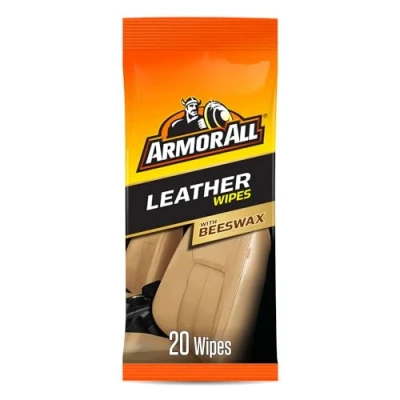 Image of Armor All, 20 Leather Wipes, Gently Cleans All Surfaces With a Matte Finish, Keeps Looking New, Biodegradable Plastic Free Ideal for Car &amp; Motorcycle Detailing, Made in the UK