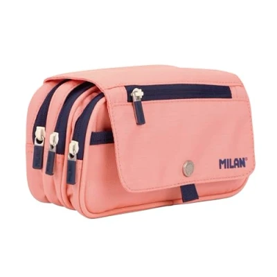 Image of MILAN® Pencil case with 4 zips Flap 1918, Pink