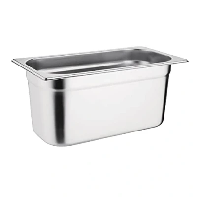 Image of Vogue Gastronorm Pan 1/3, Stainless Steel Tray, Depth: 150 mm, Capacity: 5.7 Litres, Hot and Cold Food Storage Container, Bain Marie Compatible, Lid Sold Separately, K934