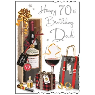 Image of To A Wonderful Dad Happy 70th birthday Cheers Card Pint and Crisp Design JJ