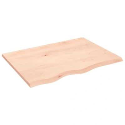 Image of vidaXL Solid Oak Wood Wall Shelf, 80x60x2 cm, Untreated, handmade with Live Edge, Rustic Style for Versatile Use in Living Room, Office, Kitchen