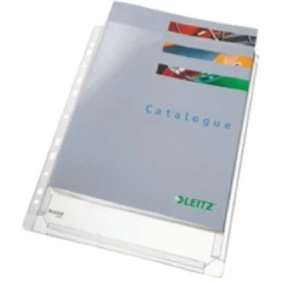 Image of Leitz Premium Expanding Punched Pocket, Pack of 5, Holds up to 200 A4 Sheets, Transparent, Heavy Duty Document sleeve, 170 Micron PP Material, 47188