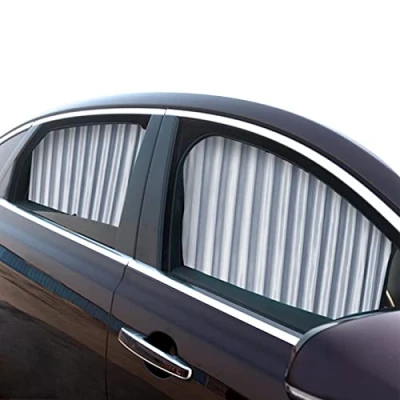 Image of ZATOOTO Side Window Shade (2pcs), Magnetic Car Curtains for Privacy &amp; UV Ray Blocking, Silver, Universal Fit Passenger Cars