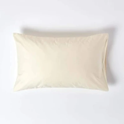 Image of HOMESCAPES 1000 Thread Count Egyptian Cotton Cream Standard Size Pillowcase Luxury Housewife Pillow Case Pack of 2