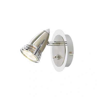 Image of Inlight Elara Adjustable Wall Spotlight with On/Off Toggle Switch Satin Nickel and Chrome
