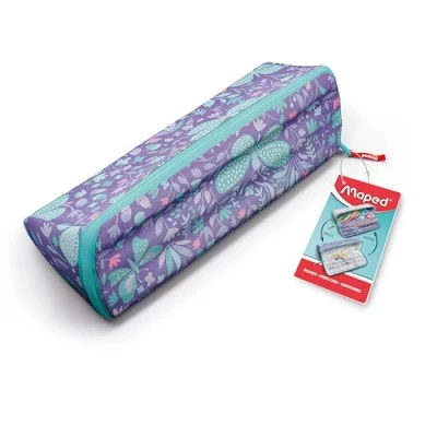 Image of Maped XXL Opening School Pencil case Customisable Reversible with 1 Side to Colour Large Practical Triangular 22 x 6 cm Pastel Glitter