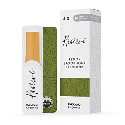 Image of D’Addario Woodwinds Organic Reserve Tenor Saxophone Reeds Sax Individually Sealed Filed, Strength 4.0, 5 Pack