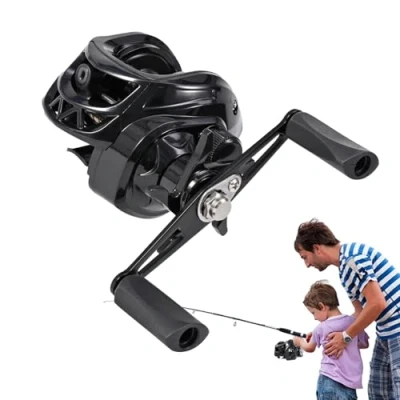 Image of Saltwater Baitcaster Reels, 8Kg Braking Force Bait Caster, Metal Fishing Reel Black Lightweight Caster Reel, User Friendly for Raft Fishing, Trip