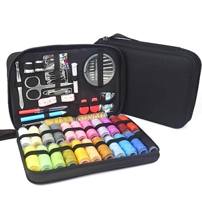 Image of Noa Home Deco Sewing Set 97 Pieces Accessories, 24 spools of Thread, Complete Mini kit for Beginners, Travellers, Relatives and Friends, NHD NNS B, Black