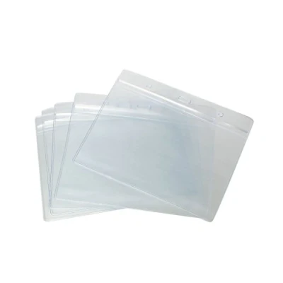 Image of CKB Ltd 10x A6 Horizontal Extra Large Landscape Clear ID Badge Card Holders Plastic Pocket Pouches 17.5cm x 11.8cm Holds Size 105 148mm