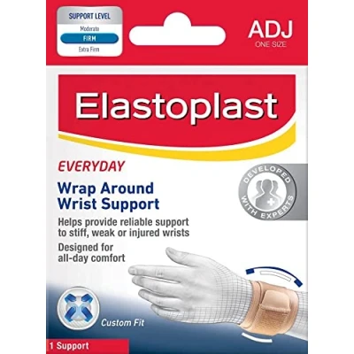 Image of Elastoplast Everyday Wrap Around Wrist Support (1 Brace), Level: Firm (Adjustable), for Injury Prevention/Relief, Joint Pain, Breathable Material, Tan