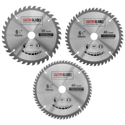 Image of 3X Saxton TCT Circular Wood Saw Blades 160mm x 20mm for Festool TS55 Bosch Makita Pack C