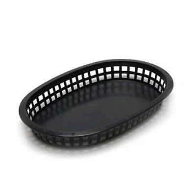 Image of 6X Fast Food Polypropylene Chicago Platter Baskets, Black, 27x18x4cm, Burger, Chips, Hotdogs