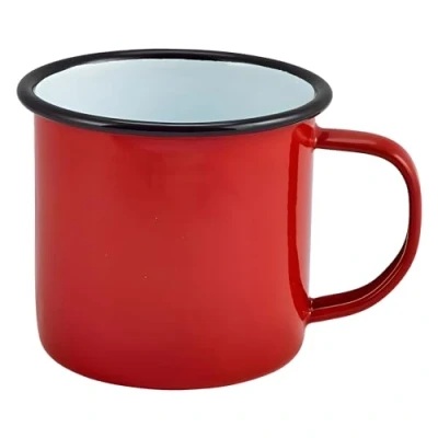 Image of Genware NEV 50018RED Enamel Mug, 36 cl/12.5 oz., Red