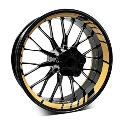 Image of Finest Folia 18 Piece Wheel Rim Sticker Set for Motorcycles and Cars, Complete of 15 Inches, 16 17 19 MR020 (08 Metallic Gold)