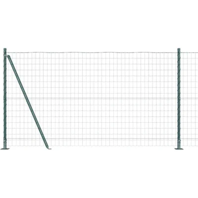 Image of vidaXL Euro Fence with 7 Flanged Posts 1.2x10 m Galvanised Steel