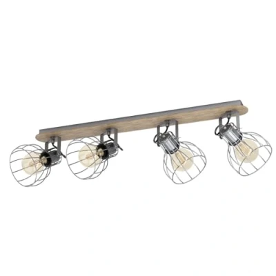 Image of EGLO Sambatello ceiling lamp, 4 bulb, brown/silver