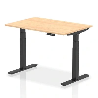 Image of Air 1200 x 800mm Height Adjustable Desk Maple Top Black Leg