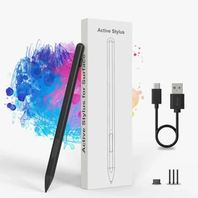 Image of Surface Pro Pen with Palm Rejection, Stylus for Microsoft 9/X/8/7/6/5/4/3, Go/Book/Laptop/Studio, USB C Fast Charge &amp; 4096 Pressure Sensitivity Windows Digital Pens