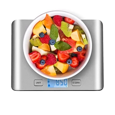 Image of himaly Digital Kitchen Scales Food Scale with Stainless Steel Platform,Electronic Cooking Backlit LCD Display, Add, Weigh, Measures Liquids/Fluids, for Baking and Cooking,5KG,Silver