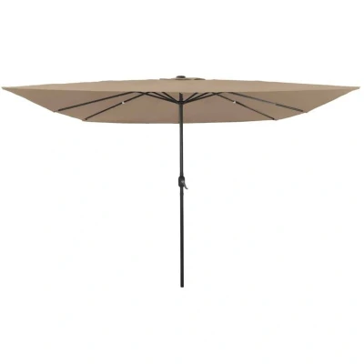 Image of vidaXL Square Garden Parasol with LED Lights 295x245 cm Taupe