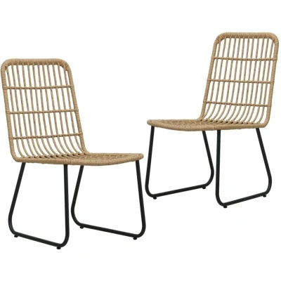 Image of vidaXL Garden Chairs 2 pcs Poly Rattan Oak