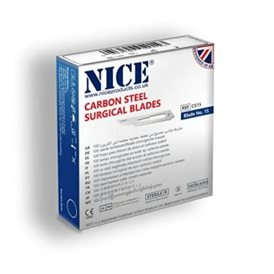 Image of 100 x NICE No.15 Sterile Carbon Steel CS15 Surgical Blades