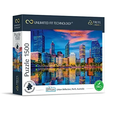 Image of Trefl 26190 1500 Elemente, dickster Karton, BIO, ECO, Stadtlandschaft, Wolkenkratzer, Unterhaltung für Erwachsene und Kinder ab 12 Jahren, Uft Puzzle Cityscape: Urban Reflection, Perth, Australia