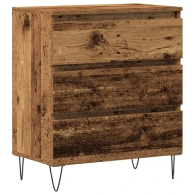 Image of vidaXL Sideboard Reclaimed Wood Console with Distressed Finish &amp; Steel Legs for Dining Room, Hallway, Living Room Storage Compact Vintage Wooden Credenza Drawers