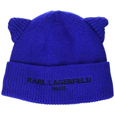 Image of Karl Lagerfeld Paris Women&#039;s Soft Basic Everyday Essential Accessories Hat, Blue, One Size
