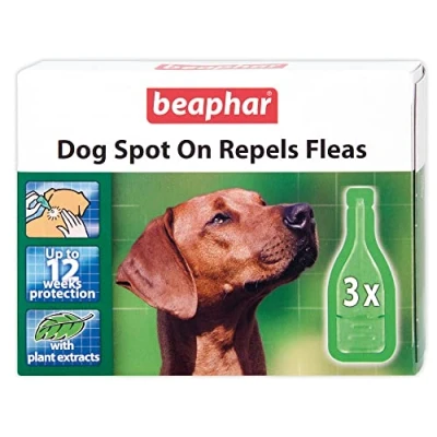 Image of Beaphar, Dog Spot On Repels Fleas, Plant Based Parasite Protection, Contains Natural Herbal Extract Margosa, Up to 12 Weeks 6 Pipettes