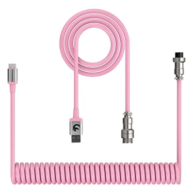 Image of XINMENG G213 Pro Custom Coiled USB C Cable for Gaming Keyboard, Double Sleeved Mechanical Keyboard with Detachable Metal Aviator, 1.5M to A, Gamer KeyboardsPhone Laptop Green