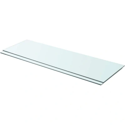 Image of vidaXL Set of 2 Clear Panel Glass Shelves, 90x30 cm, Tempered Glass, Easy to Clean, Versatile for any Room