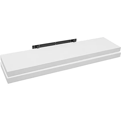 Image of WOLTU 2 Pcs Floating Shelf White Wooden Wall Storage Display 120cm Long RG9315ws