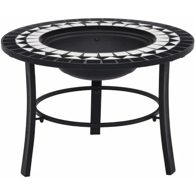 Image of vidaXL Mosaic Fire Pit Black and White 68cm Ceramic
