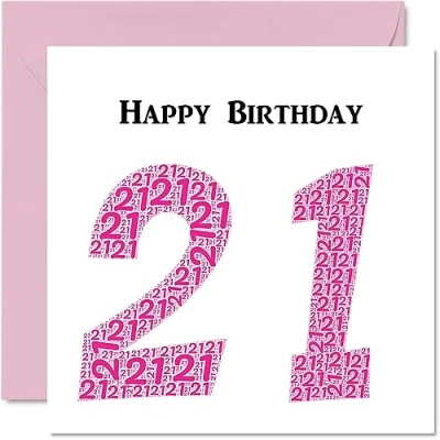 Image of Fun 21st Birthday Cards for Woman Shapecloud Happy Card Son Daughter Brother Sister Grandson Granddaughter Niece Nephew Uncle, 145mm x Greeting Cards,