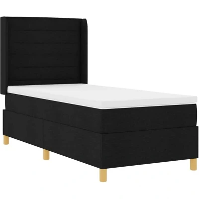 Image of vidaXL Box Spring Bed with Mattress &amp; LED Black 100x200 cm Fabric