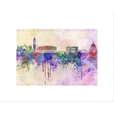 Image of Wee Blue Coo Painting Cityscape Paint Splash Skyline Venice Wall Art Print