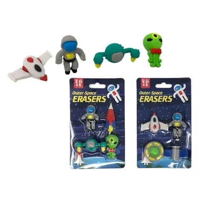 Image of Anila&#039;s Complete Space themed 10 Party Bags, Fillers &amp; Favours Assorted Erasers. (Ideal for Children Aged 3 8)