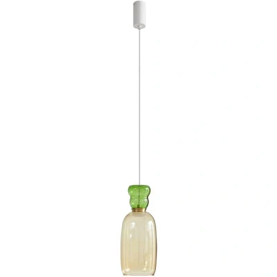 Image of Lucande LED hanging light Fay, yellow/light green, glass, Ø 15 cm