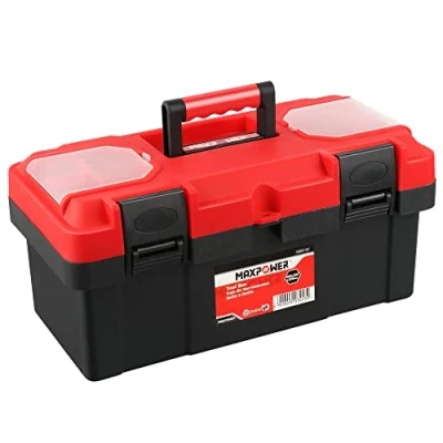Image of MAXPOWER 16 inch Toolbox, Plastic Tool Box Chest Storage Case Organizer with Removable Tray and Dual Latch