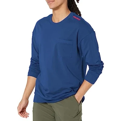 Image of HUGO Men&#039;s Hit Logo Front Pocket Sweatshirt, Finland Blue, L