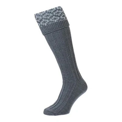 Image of Bisley Pattern Top Shooting Breek Socks in 4 Colours (Denim)