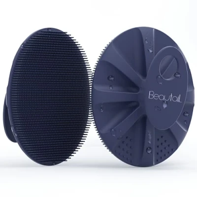 Image of BEAUTAIL Silicone Body Scrubber Shower Bath Wash Brush Gentle Exfoliating Scrub Cleansing Loofah for Women Men Baby Sensitive Skin, Easy to Clean, Lather Nicely, More Hygienic, 1 Pack, Blue
