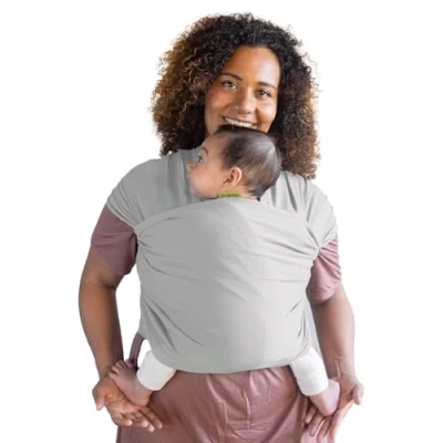 Image of Boba Wrap Baby Carrier, Serenity Light Grey Original Stretchy Infant Sling, Perfect for Newborn Babies and Children up to 35 lbs