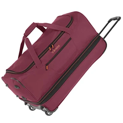 Image of travelite Basic Series 096276 2 Wheel Trolley Travel Bag Size L with Expansion Pleat, Soft Luggage Wheels Extra Volume, Bordeaux (Wine red), 70 cm, Wheeled