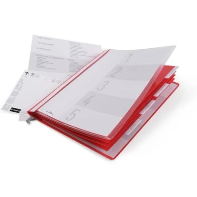 Image of Durable Personnel Document Folder A4 With Suspension Rail Includes Cover Sheet &amp; 5 Index Tabs Red Pack of